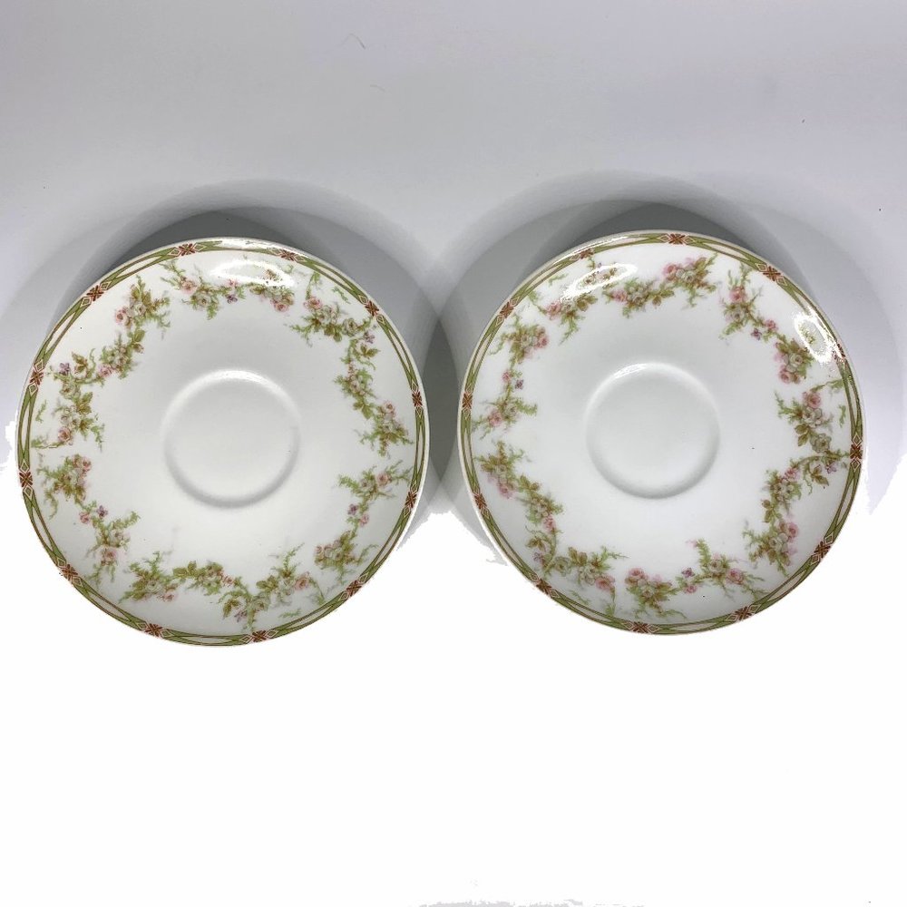 Vtg Theodore Haviland saucers in Schleiger Pattern